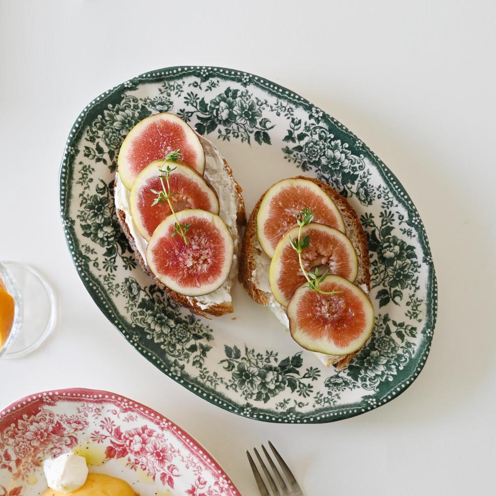 클레이탄 다이아나로즈 타원접시 25cm