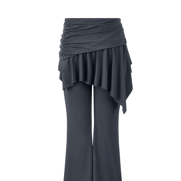 Boot-cut jersey skirt pants charcoal