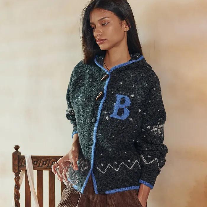 Snowy Hood Cardigan-Charcoal