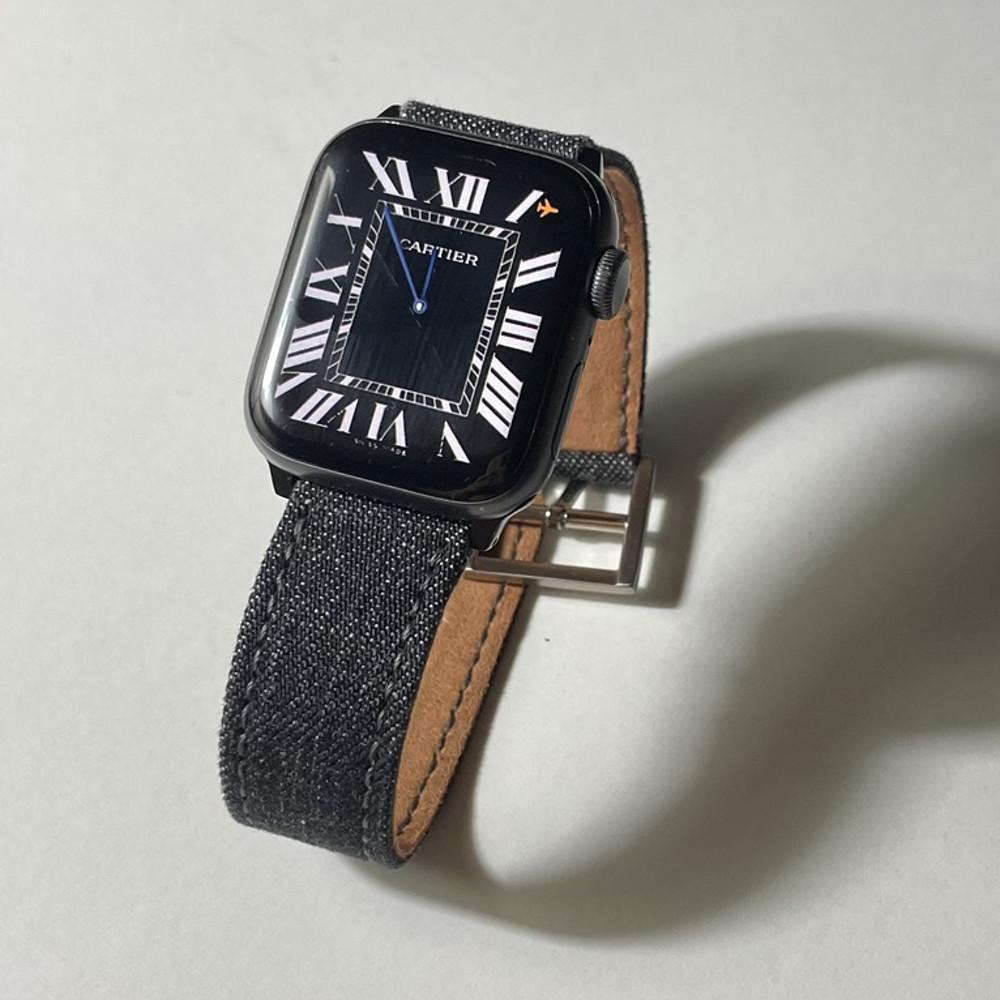 플러 애플워치 스트랩 8 7 6 SE 2 호환 데님 밴드 줄 시계줄 줄질