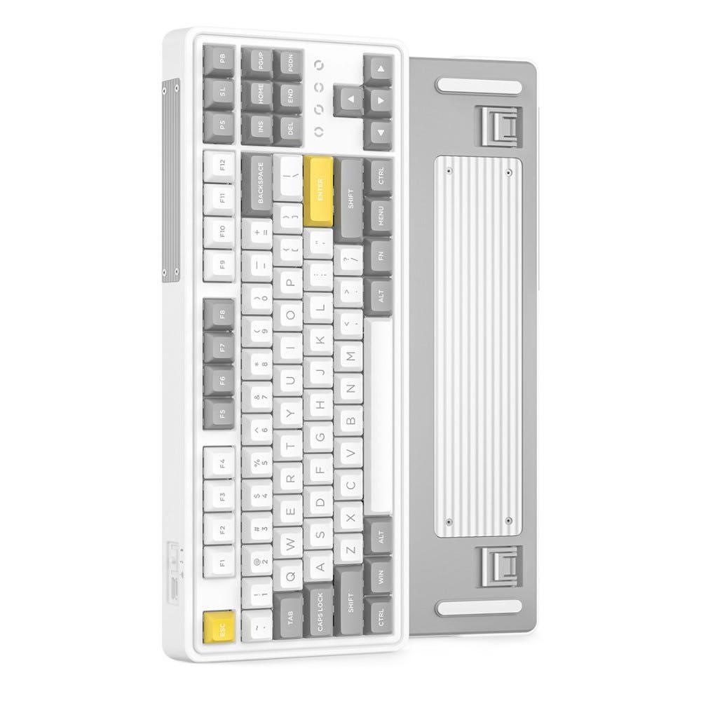 FL-ESPORTS CMK87 유무선 핫스왑 풀윤활 기계식 키보드 화이트 그레이, 카일 저소음크림축