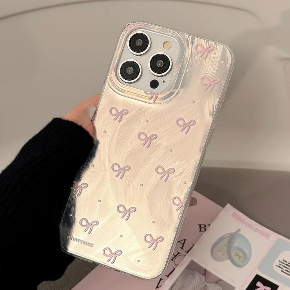 핑크 리본 그라데이션 아이폰15 케이스 펄 웨이브 데일리커버