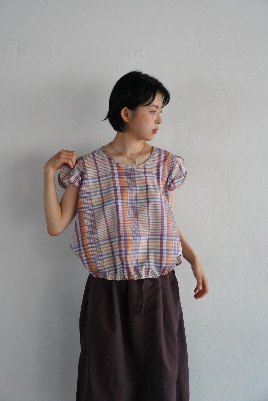CHECK PUFF SHIRRING BL - LAVENDER