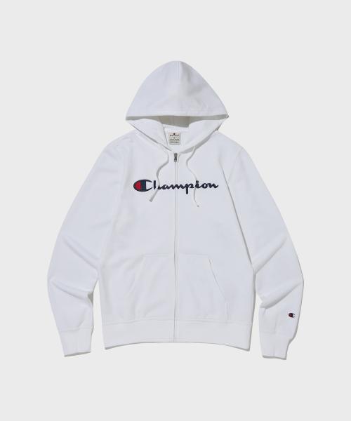 챔피온(CHAMPION)  빅 스크립트 로고 후드 집업 White - 사이즈 & 후기 | 무신사