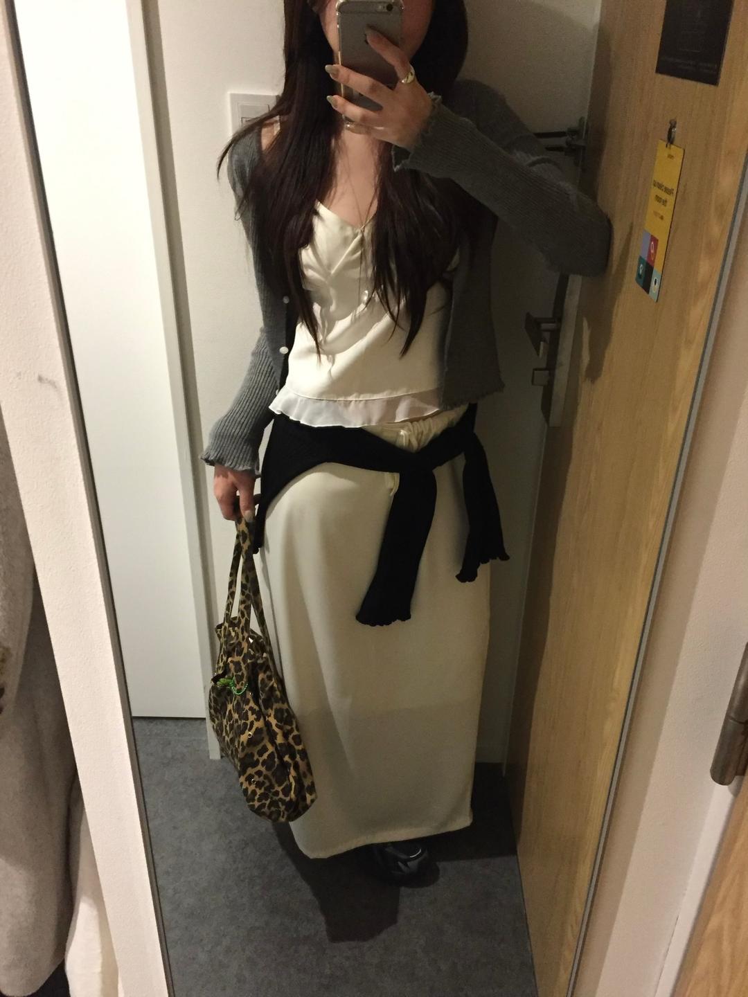 헤이브먼스 *2주소(🔥문의폭주/하객룩) 샤틴 롱 스커트 H라인 맥시