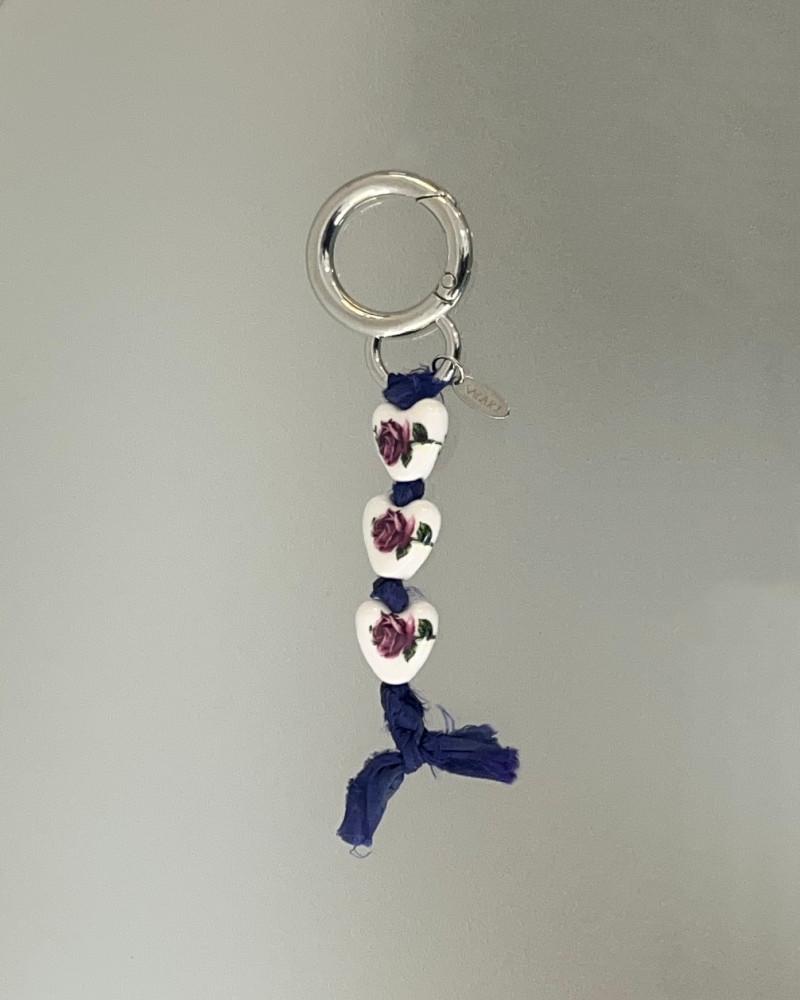 (VACANCY) Rose-painted ceramic key ring