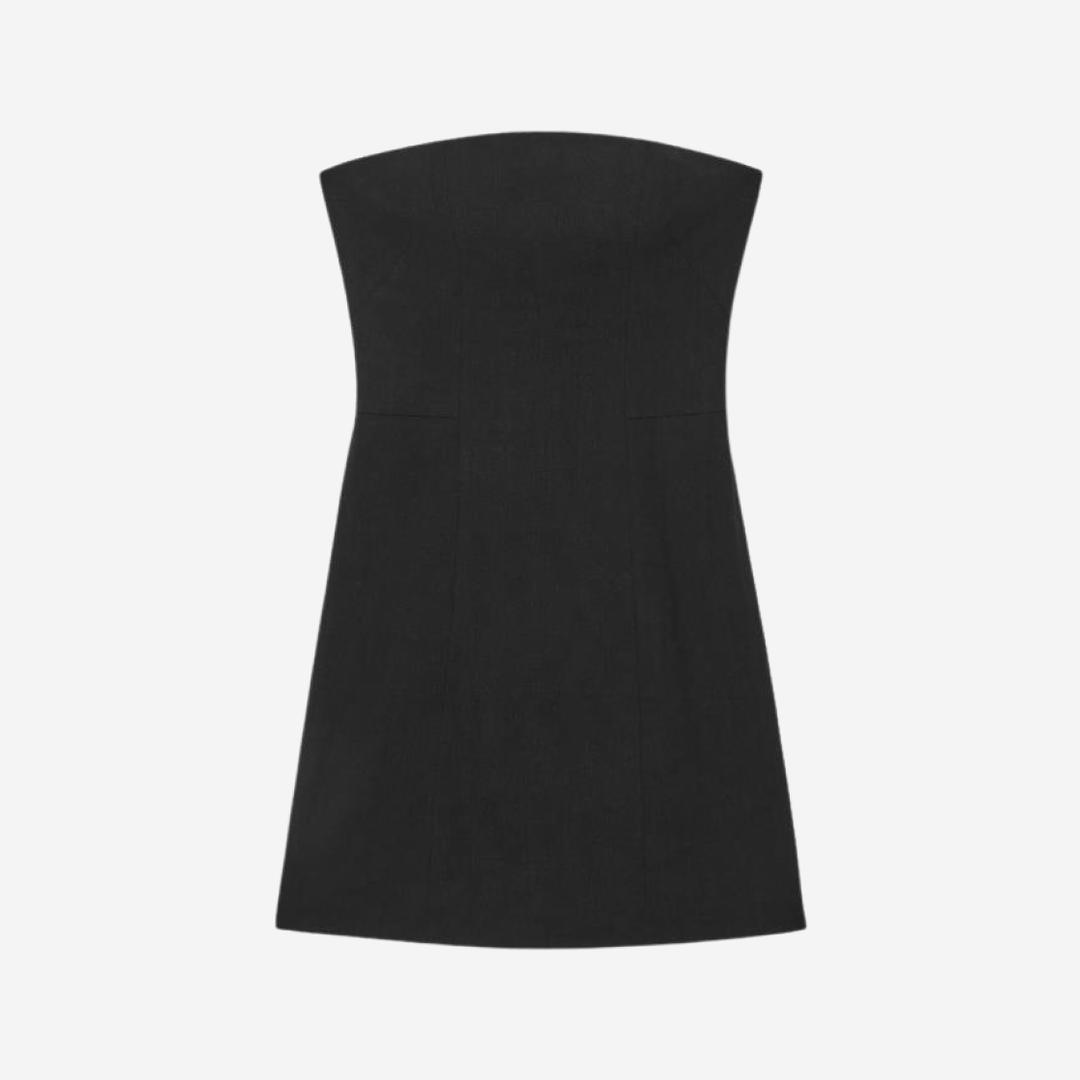 (W) COS Linen-Blend Mini Bustier Dress Black