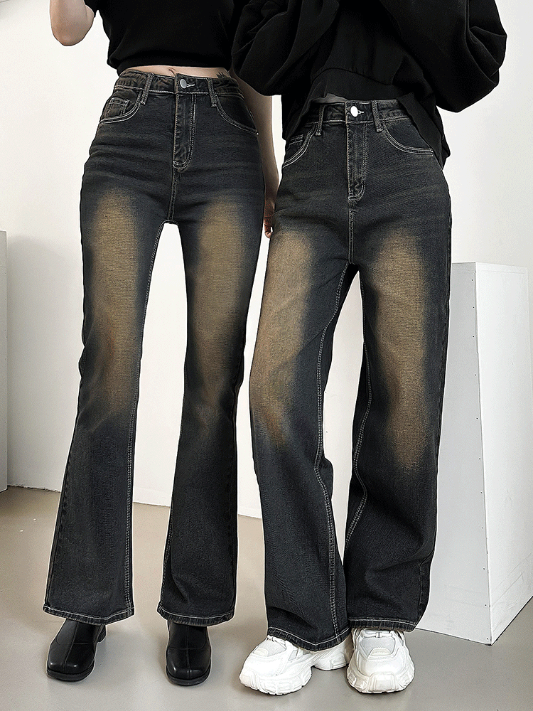 당출🚀+기모추가 [숏/롱ver./2concept🤎] 빈티지 다크 브라운 워싱 롱 와이드 / 부츠컷 데님팬츠