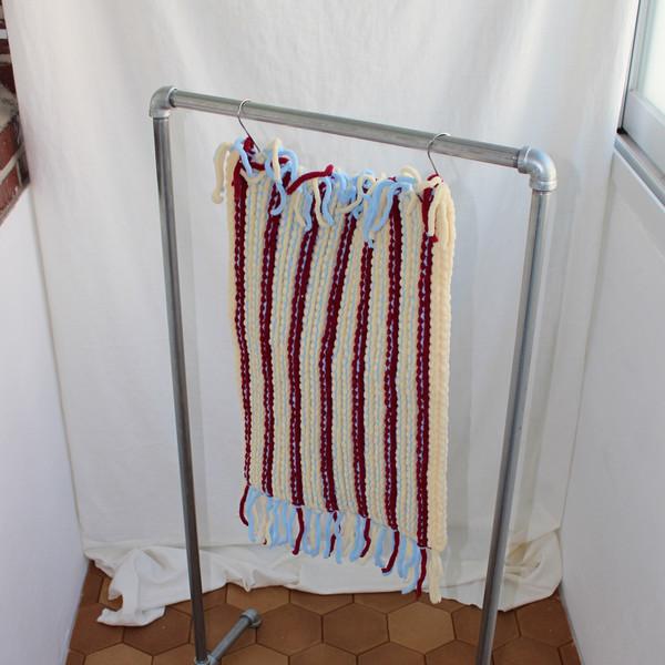 washable stripe rug midium (burgundy)