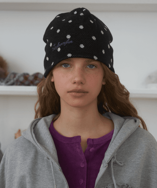 Dot Jacquard Beanie, Black