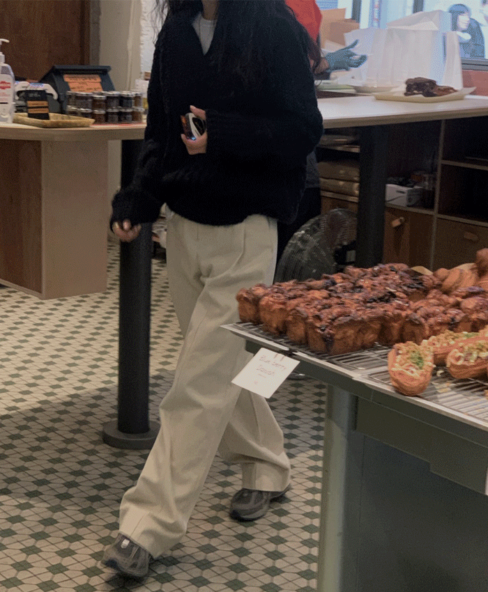 레이커 코튼 기모 롱 와이드 팬츠(2color)