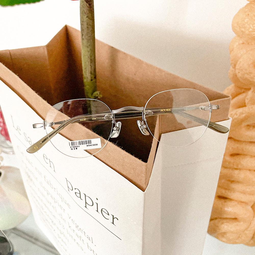 어크루 바콜 무테안경 ACCRUE Bacall GUN 실버 앤티크 유니크 티타늄