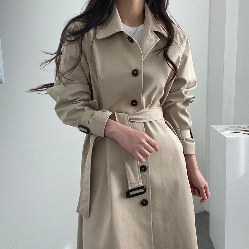 (바스락/오버핏)뒷트임 롱 트렌치 바바리 롱 코트