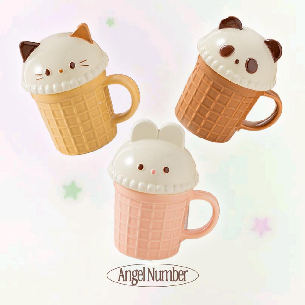 엔젤넘버 콘아이스크림 애니멀 프렌즈 세라믹 머그잔