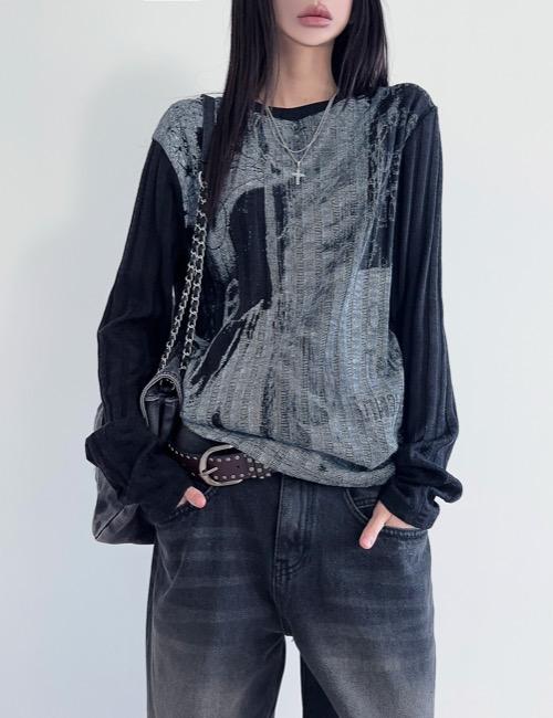 rough printing slash knit