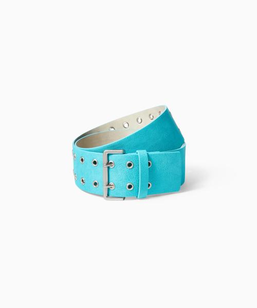 EYELET WIDE BELT TURQUOISE