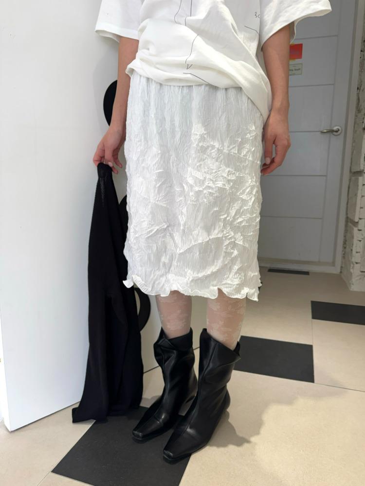 Wrinkle wave midi skirt