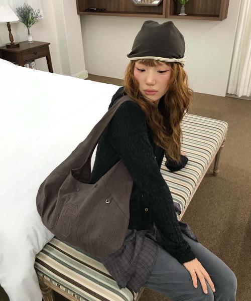 slub stripe baguette eco bag(PP)