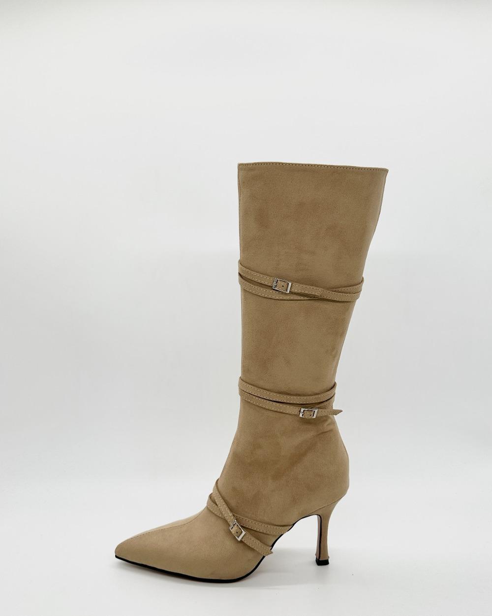 (2 color) 스틸레토 스트랩 스웨이드 롱부츠