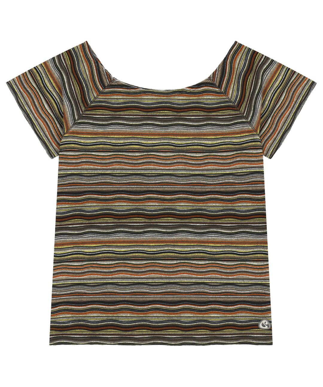 WAVE STRIPE KNIT T-SHIRT BROWN