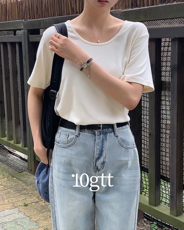 10가트 [단독][12만장돌파💙/자체제작][레이어드티/반팔티] 부드러운 모달 유넥 반팔 티셔츠 이너티 기본티 2471