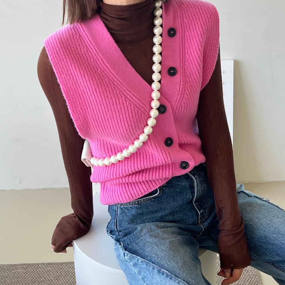 버클 비죠니트조끼 (4color) 무료배송