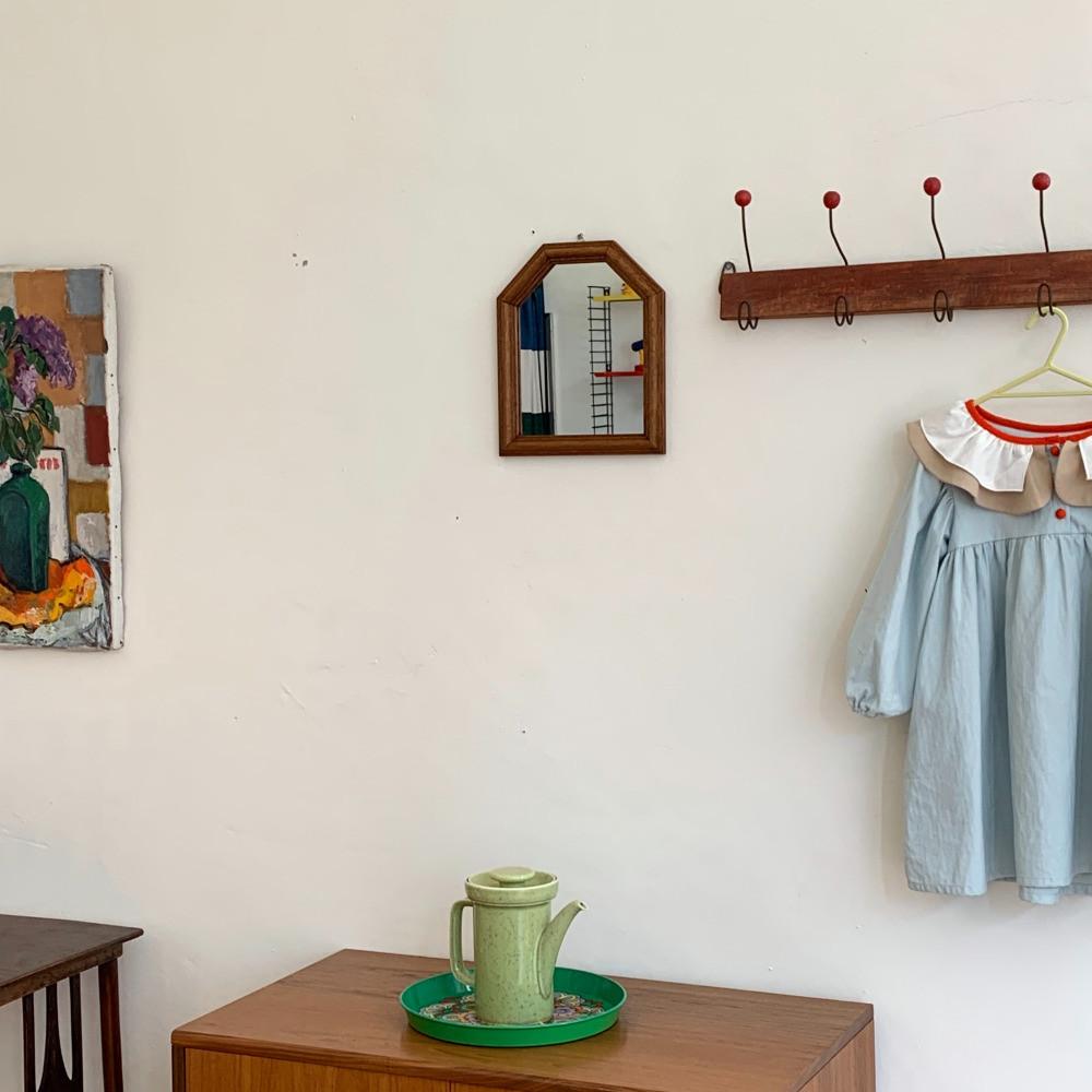 빈티지 프레임 육각 거울 (세로형), 원목 벽 거울