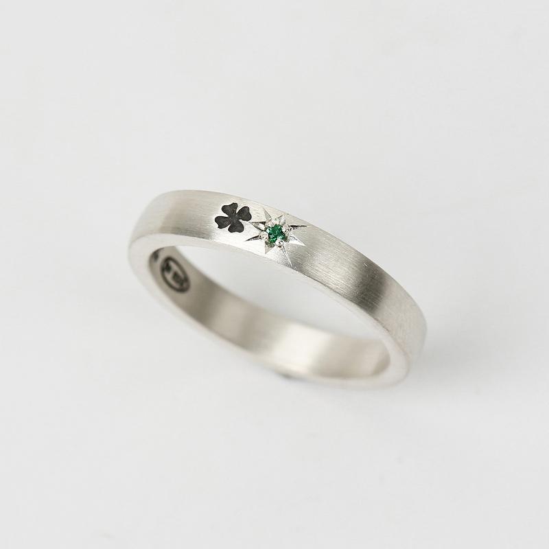 Clover slim cubic ring SG (925 silver)
