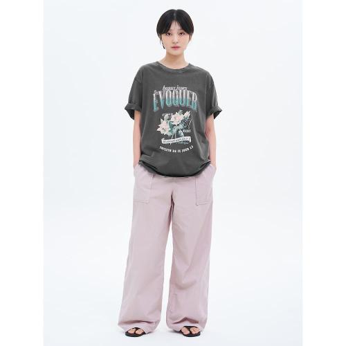 가먼트다잉 경량 코튼 밴딩 팬츠  라이트 핑크