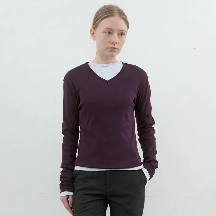 에센셜 브이넥 롱슬리브 (퍼플)