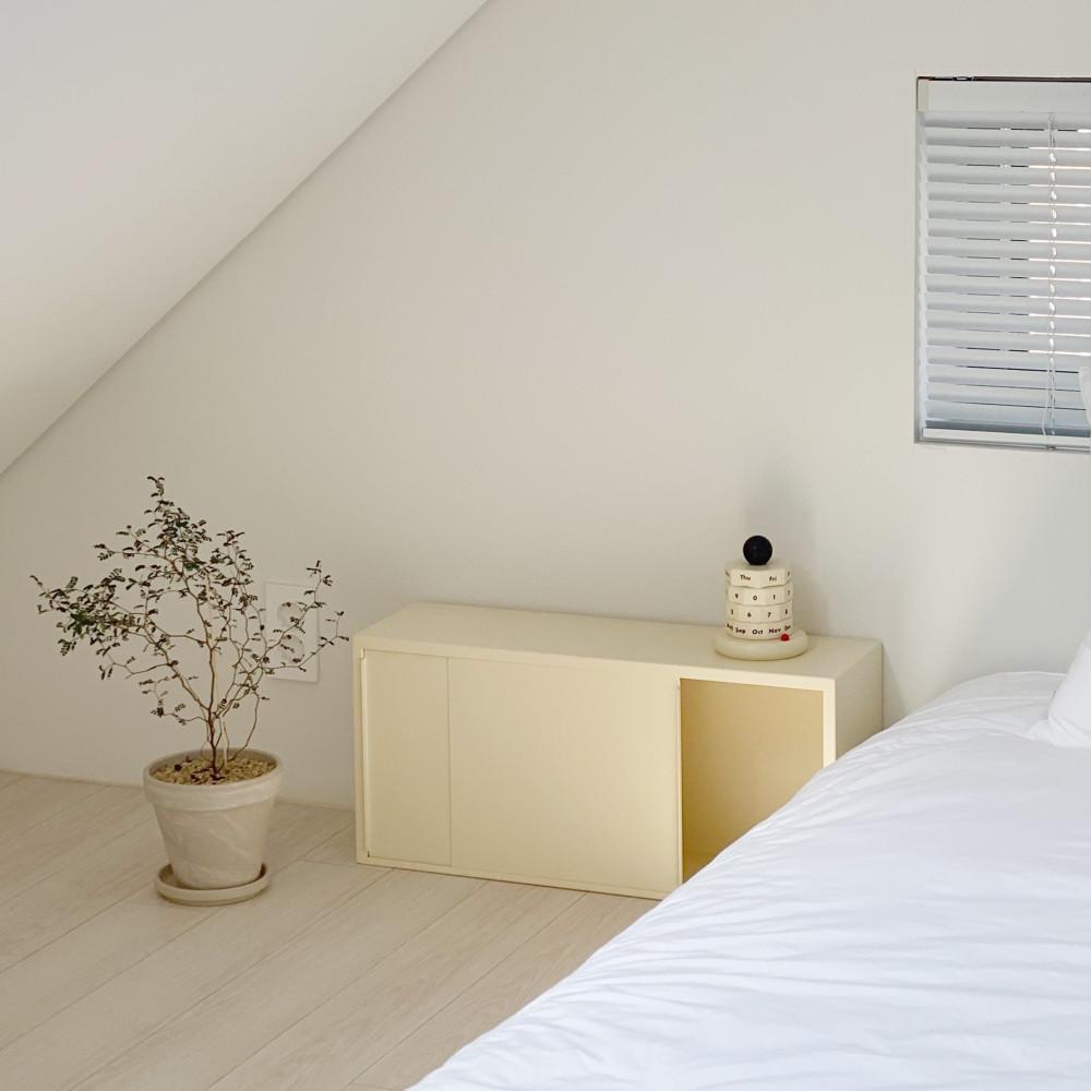 미닫이 틈새 선반 수납장 1단 2단 슬림 미닫이장