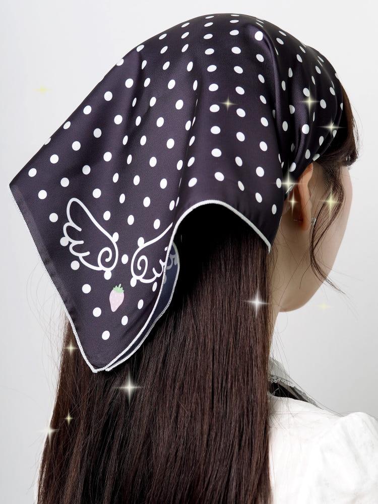 도트 이치고 실크 패브릭 반다나 스카프🍓