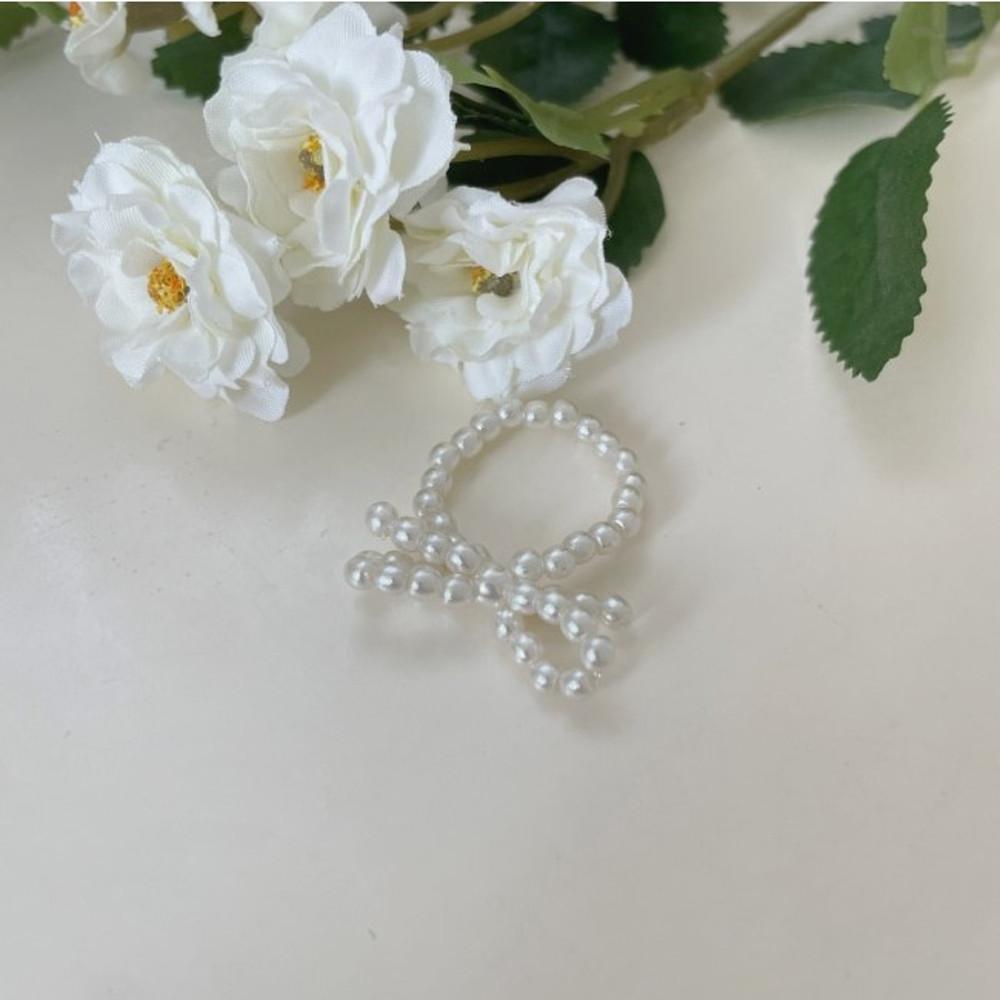 진주리본반지 러블리 입체리본반지 리본모양 링 라 밀키데이지