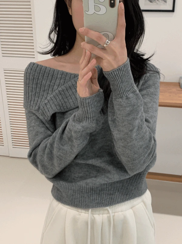 ✨연말룩✨ 웨어 오프숄더니트 2color