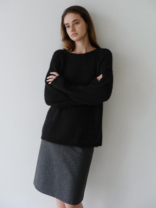 Alpaca boat-neck knit-Black