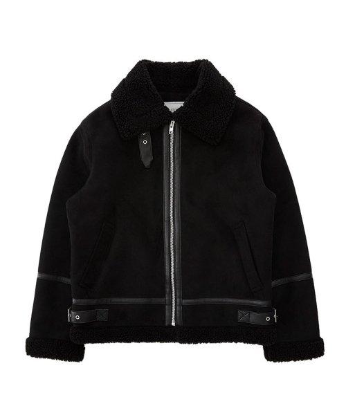 세미오버핏 인조 스웨이드 무스탕 점퍼 (블랙)