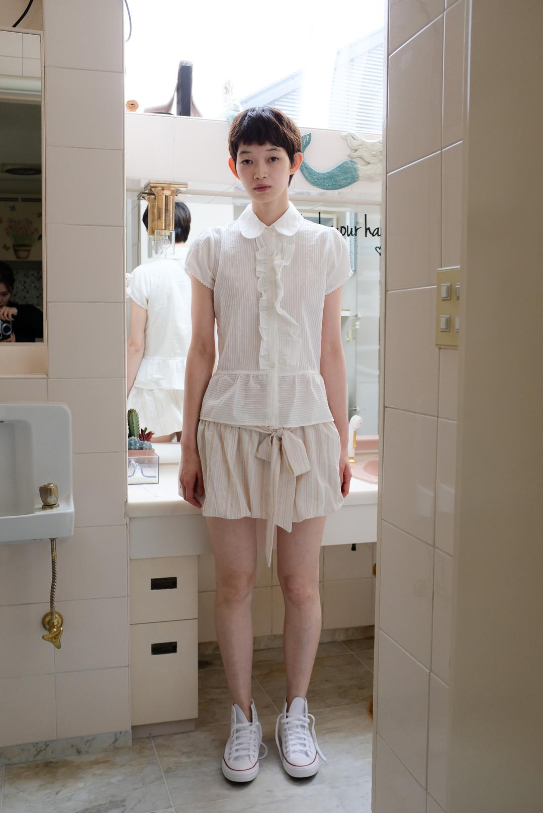 Mini bubble skirt, beige