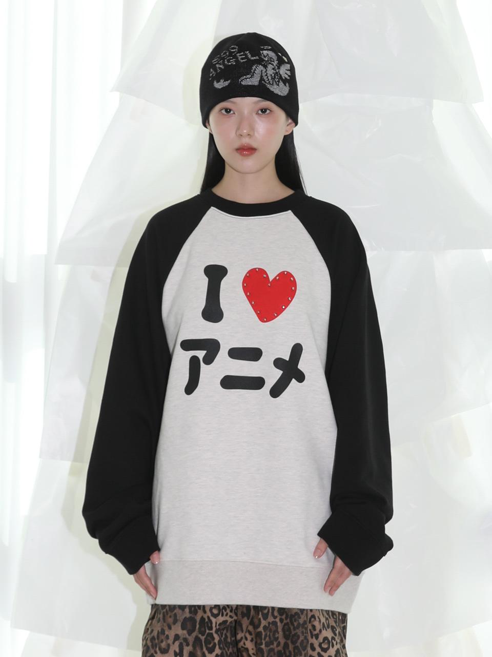 I LOVE ANIME Raglan Sweatshirt - BLACK
