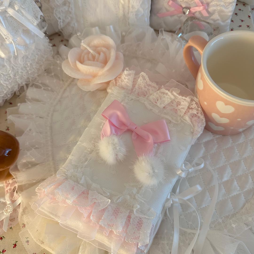 핑크리본 폼폼 포카 다이어리 파우치 지갑