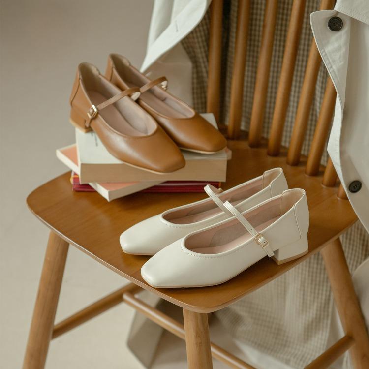 트리트 소가죽 메리제인 미들힐 4cm