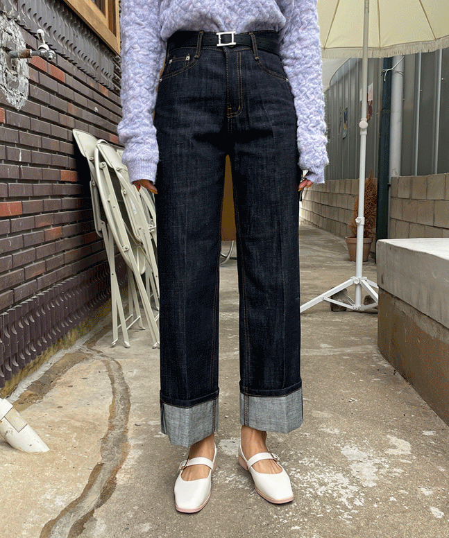 롤업 생지 레직기 데님팬츠