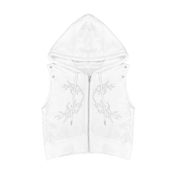 241-Eyelet hood zip-up [WHITE]