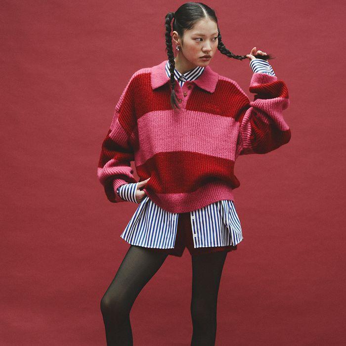 CCL MOHAIR COLLAR KNIT/PINK