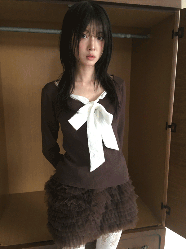 미뮤즈씨 테디 ribbon knit