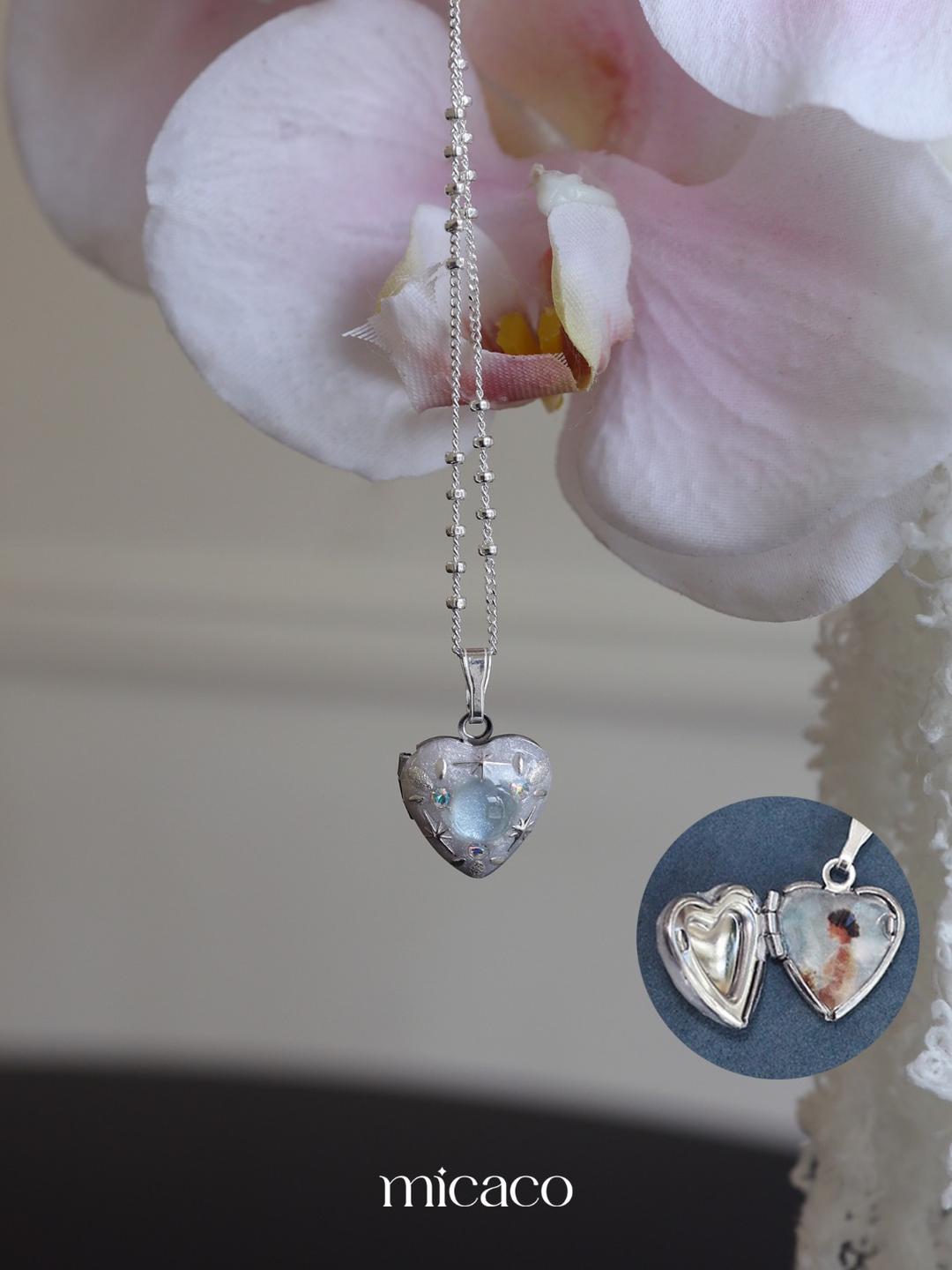 사진첩 목걸이 (아쿠아마린 천연원석)