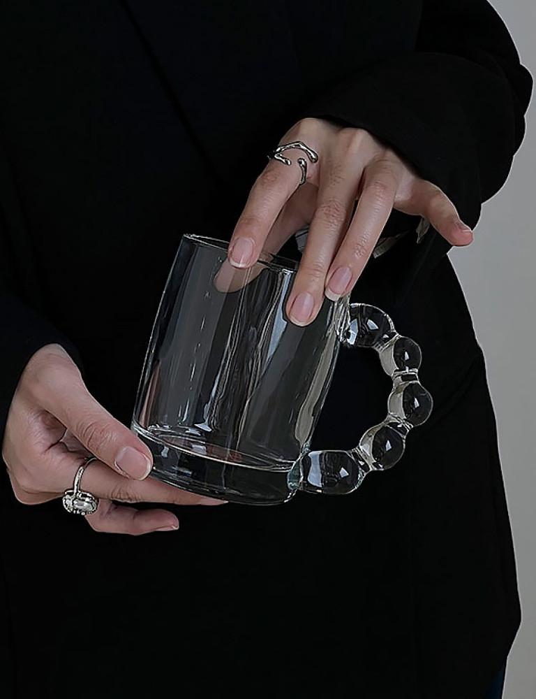 구슬 투명 뭉툭 귀여운 유리컵 홈카페 빈티지 특이한 글라스잔