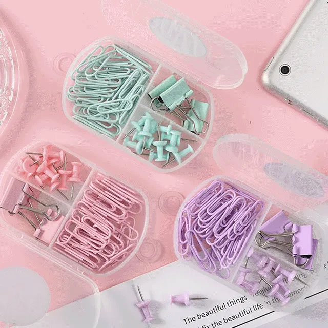 [1+1] 파스텔 컬러 클립 집게 압정 세트