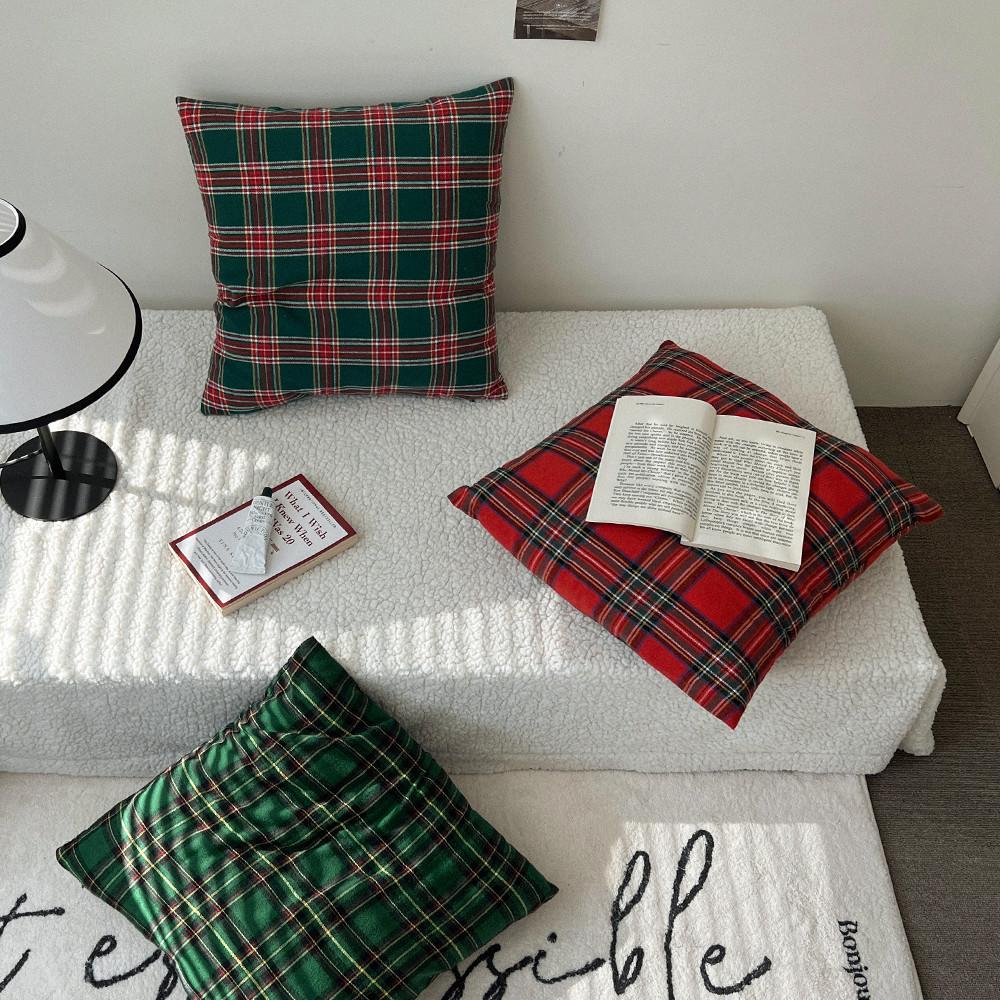 크리스마스 체크 쿠션 소파 침대 베개 방석 인테리어