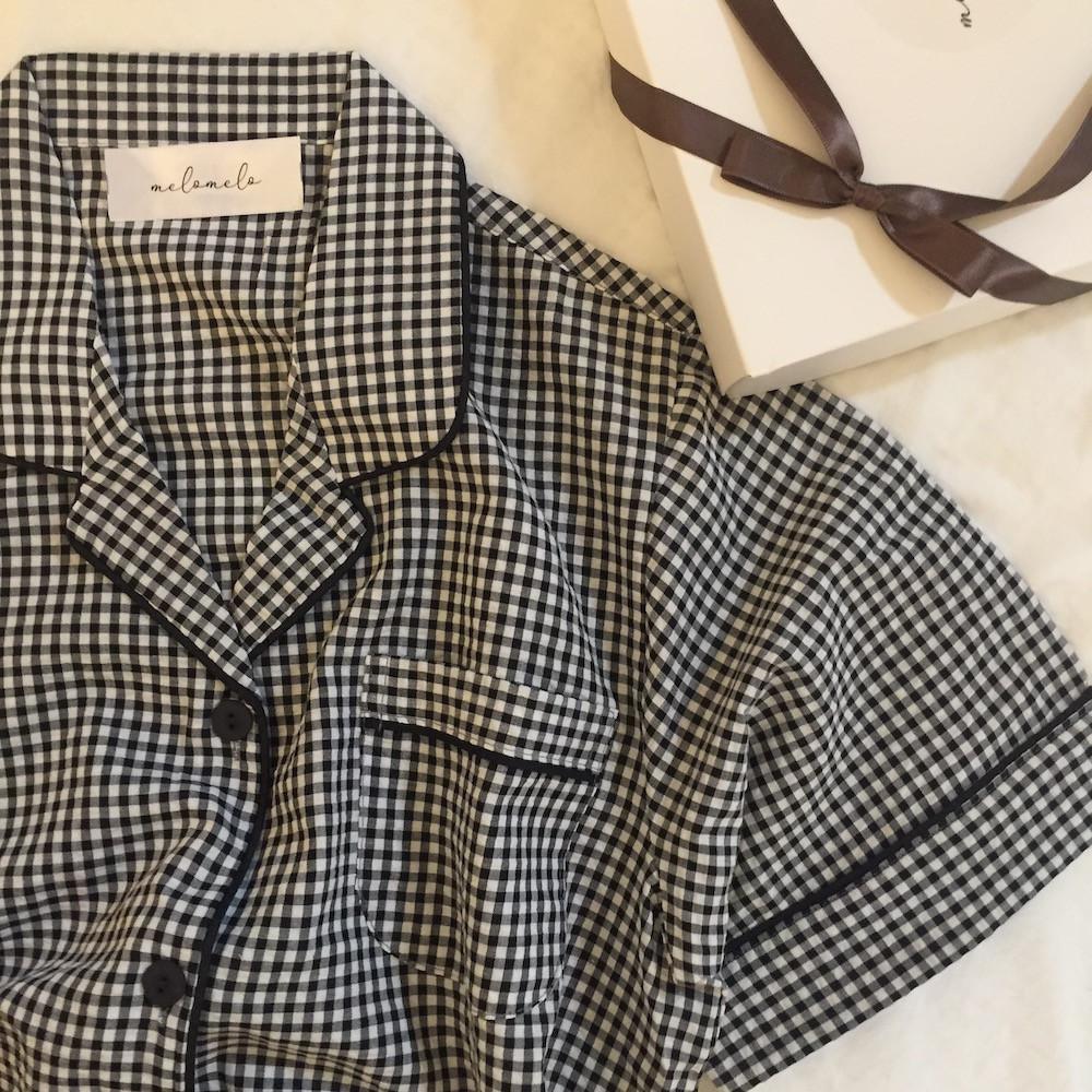 국산 커플 여름 잠옷 체크 파자마 홈웨어