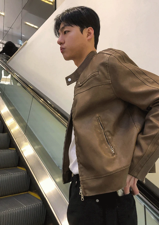 더스크 트랙 빈티지 레더 자켓